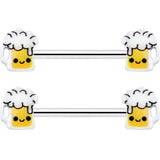 14G 9/16 Sweet Happy Beer St Patricks Barbell Nipple Ring Set