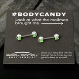 14G 9/16 Sweet Happy Green Beer St Patricks Day Nipple Ring Set