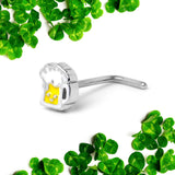 20G 7mm Sweet Happy Beer St Patricks L Shape Nose Ring