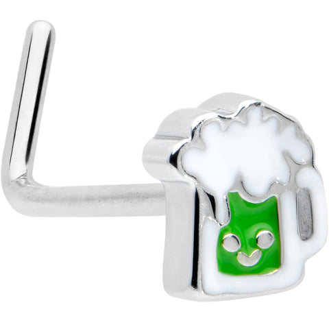 20G 7mm Sweet Happy Green Beer St Patricks L Shape Nose Ring