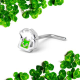 20G 7mm Sweet Happy Green Beer St Patricks L Shape Nose Ring
