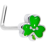 20G 7mm Sweet Happy Shamrock St Patricks L Shape Nose Ring
