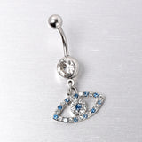 Blue Clear Gem Wide Eye Dangle Belly Ring