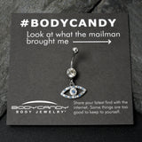 Blue Clear Gem Wide Eye Dangle Belly Ring