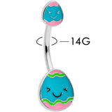 Blue Pink Celebration Easter Egg Double Mount Belly Ring