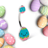 Blue Pink Celebration Easter Egg Double Mount Belly Ring