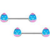 14G 9/16  Blue Pink Celebration Easter Egg Barbell Nipple Ring Set