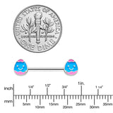 14G 9/16  Blue Pink Celebration Easter Egg Barbell Nipple Ring Set