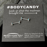 14G 9/16 Easter Bunny Blue Red Ears Barbell Nipple Ring Set