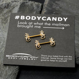 14G 9/16 Clear Gem Gold Hue Luscious Lizard Barbell Nipple Ring Set