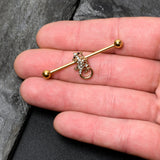 14G Clear Gem Gold Tone Luscious Lizard Industrial Barbell 38mm