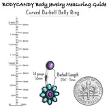 Blue Faux Opal Flower Teal Petals Double Mount Belly Ring