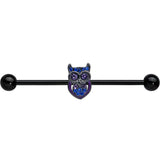14G Blue Purple Gem Black Opulent Owl Industrial Barbell 38mm