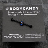 14G Blue Purple Gem Black Opulent Owl Industrial Barbell 38mm