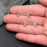 14G 9/16 Pink Gem Gold Hue Watermelon Yum Barbell Nipple Ring Set