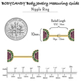 14G 9/16 Pink Gem Gold Hue Watermelon Yum Barbell Nipple Ring Set