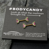 14G 9/16 Pink Gem Gold Hue Watermelon Yum Barbell Nipple Ring Set