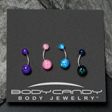 Blue Pink Purple Faux Opal Pack Belly Ring Set of 4