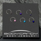 20G 5/16 Nose Hoop Gem Faux Opal Pack Classy Nose Ring Set of 6