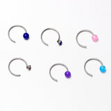 20G 5/16 Nose Hoop Gem Faux Opal Pack Classy Nose Ring Set of 6