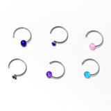20G 5/16 Nose Hoop Gem Faux Opal Pack Classy Nose Ring Set of 6