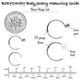 20G 5/16 Nose Hoop Gem Faux Opal Pack Dynasty Nose Ring Set of 6