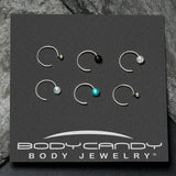 20G 5/16 Nose Hoop Gem Faux Opal Pack Dynasty Nose Ring Set of 6