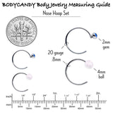 20G 5/16 Nose Hoop Gem Faux Opal Pack Pretty Nose Ring Set of 6