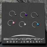 20G 5/16 Nose Hoop Gem Faux Opal Pack Pretty Nose Ring Set of 6
