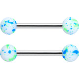 14G 9/16 1/2 Splatter Blue Green Barbell Horseshoe Nipple Ring Set of 4