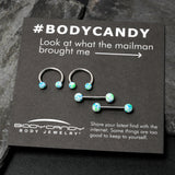 14G 9/16 1/2 Splatter Blue Green Barbell Horseshoe Nipple Ring Set of 4