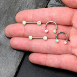 14G 9/16 1/2 Splatter Green Pink Barbell Horseshoe Nipple Ring Set of 4