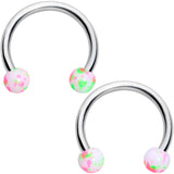 14G 9/16 1/2 Splatter Green Pink Barbell Horseshoe Nipple Ring Set of 4