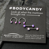 14G 9/16 1/2 Splatter Green Purple Barbell Horseshoe Nipple Ring Set of 4