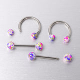 14G 9/16 1/2 Splatter Green Purple Barbell Horseshoe Nipple Ring Set of 4