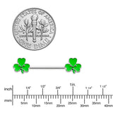14G 9/16 Kawaii Smile Shamrock St Patricks Barbell Nipple Ring Set