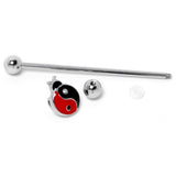14G Clear Gem Ladybug Yin Yang Industrial Barbell 38mm