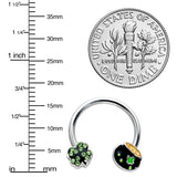 14G 9/16 Green Gem Shamrock Pot of Gold Horseshoe Nipple Ring Set