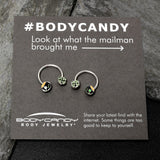 14G 9/16 Green Gem Shamrock Pot of Gold Horseshoe Nipple Ring Set