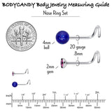 20G Nose Screw Gem Faux Opal Pack Classy Nose Ring Set of 6