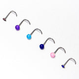 20G Nose Screw Gem Faux Opal Pack Classy Nose Ring Set of 6