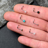 20G Nose Screw Gem Faux Opal Pack Dynasty Nose Ring Set of 6