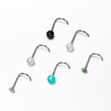20G Nose Screw Gem Faux Opal Pack Dynasty Nose Ring Set of 6