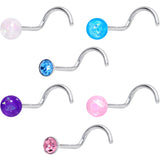 20G Nose Screw Gem Faux Opal Pack Pretty  Nose Ring Set of 6
