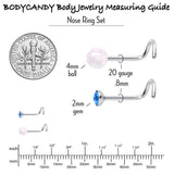 20G Nose Screw Gem Faux Opal Pack Pretty  Nose Ring Set of 6