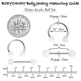 14G 9/16 White Faux Opal Horseshoe Barbell Nipple Ring Set of 4