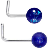 20G 1/4 Purple Gem Blue Pink Faux Opal Pack L Shape Nose Ring Set of 6