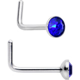 20G 1/4 Purple Gem Blue Pink Faux Opal Pack L Shape Nose Ring Set of 6