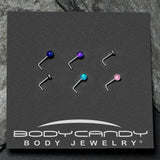 20G 1/4 Purple Gem Blue Pink Faux Opal Pack L Shape Nose Ring Set of 6