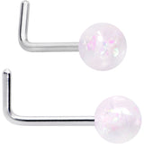 20G 1/4 Green Gem Green Aurora Faux Opal Pack L Shape Nose Ring Set of 6